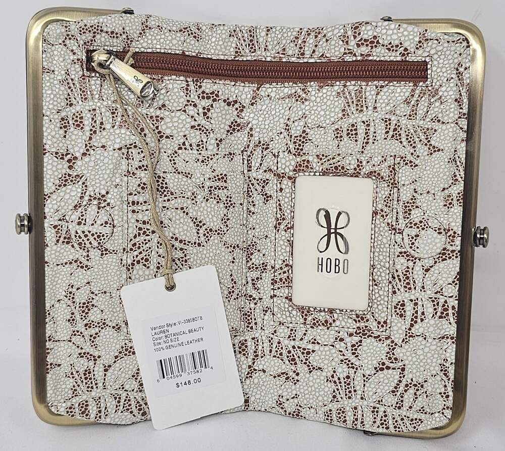 Hobo International Lauren Botanical Beauty Leather Double Frame Kisslock Clutch - Picture 6 of 10